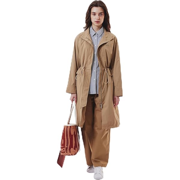 LACOSTE ベージュ トレンチコート ラコステ LACOSTE コントラストフード2in1トレンチコート